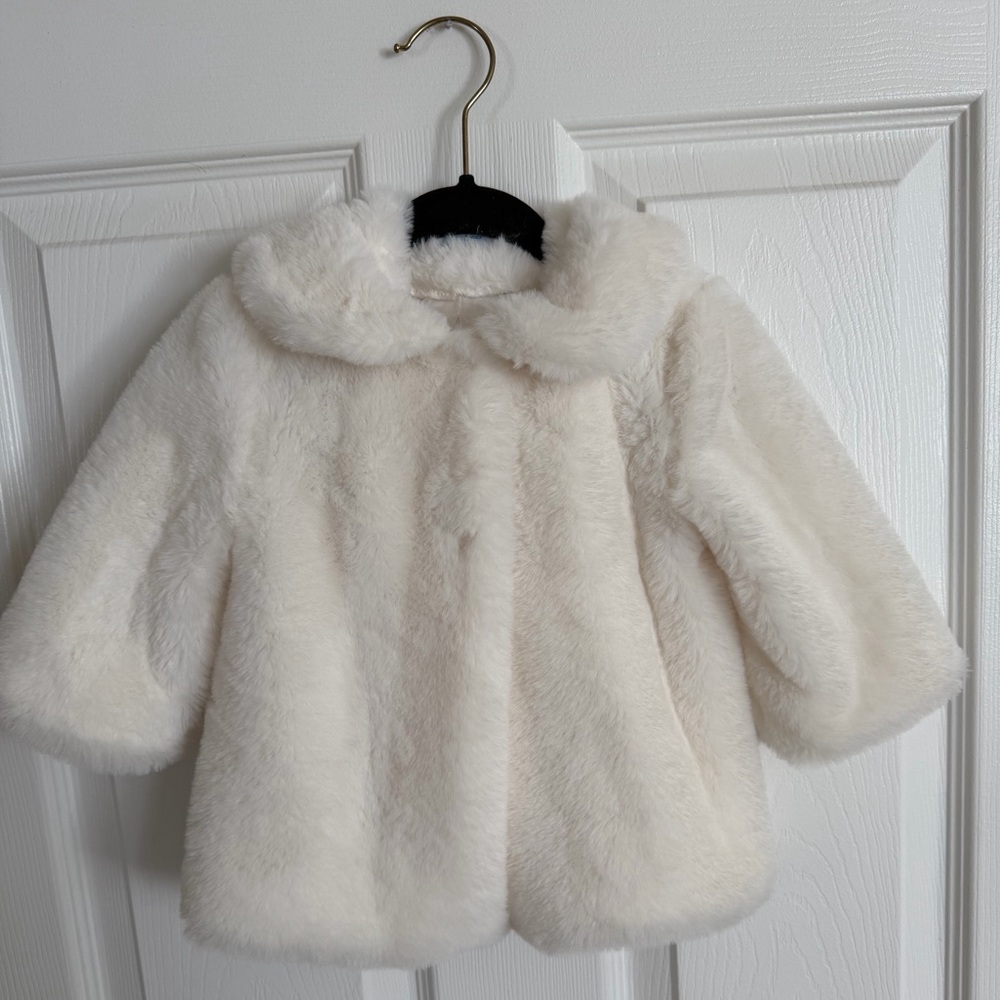 Luli & Me Kids Cream Faux Fur Coat
